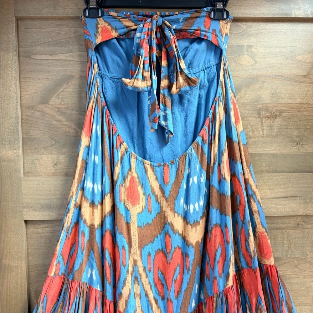 Free People Blue Ikat Backless Strapless Maxi Dress - Picture 6 of 10